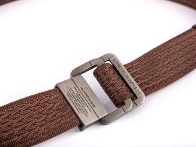Pasek parciany męski z prostą klamrą aluminiową brązowy SERGEJ 2008 - obrazek 4