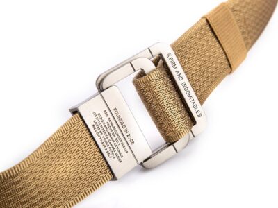 Pasek parciany męski z prostą klamrą aluminiową beżowy SERGEJ 2008 - obrazek 2
