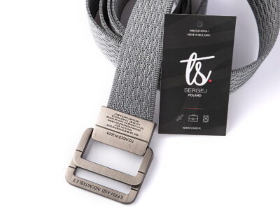 Pasek parciany męski z prostą klamrą aluminiową szary SERGEJ 2008 - obrazek 3