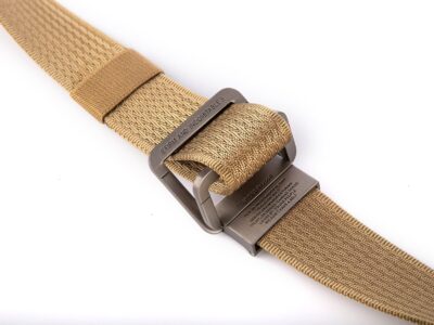 Pasek parciany męski z prostą klamrą aluminiową beżowy SERGEJ 2008 - obrazek 4