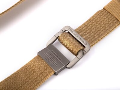 Pasek parciany męski z prostą klamrą aluminiową beżowy SERGEJ 2008 - obrazek 7