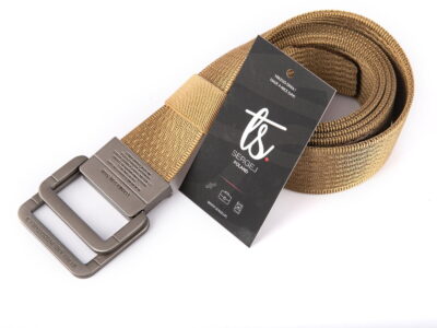 Pasek parciany męski z prostą klamrą aluminiową beżowy SERGEJ 2008 - obrazek 8