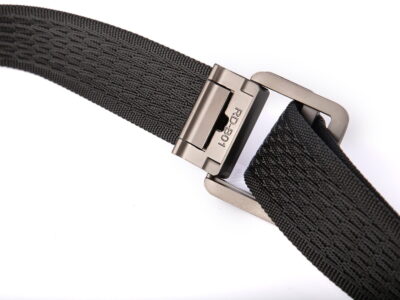 Pasek parciany męski z klamrą aluminiową przekładaną czarny SERGEJ 2008 - obrazek 4