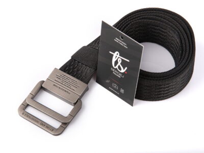 Pasek parciany męski z klamrą aluminiową przekładaną czarny SERGEJ 2008 - obrazek 7