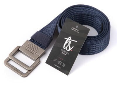 Pasek parciany męski z prostą klamrą aluminiową niebieski SERGEJ 2008 - obrazek 7