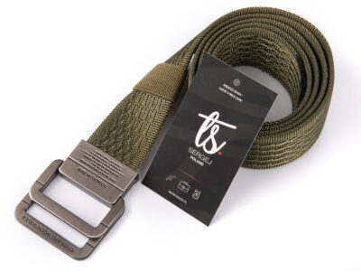 Pasek parciany męski z prostą klamrą aluminiową zielony SERGEJ 2008 - obrazek 2