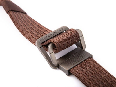 Pasek parciany męski z prostą klamrą aluminiową brązowy SERGEJ 2008 - obrazek 5