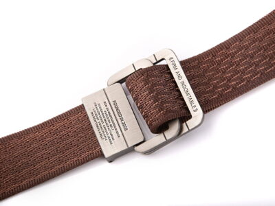 Pasek parciany męski z prostą klamrą aluminiową brązowy SERGEJ 2008 - obrazek 6