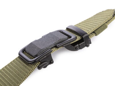 Pasek męski z klamrą automatyczną parciany zielony SERGEJ KAMPALA - obrazek 4