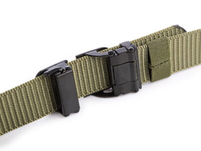 Pasek męski z klamrą automatyczną parciany zielony SERGEJ KAMPALA - obrazek 5