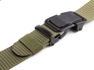 Pasek męski z klamrą automatyczną parciany zielony SERGEJ KAMPALA - obrazek 3