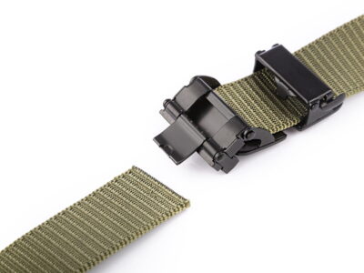 Pasek męski z klamrą automatyczną parciany zielony SERGEJ KAMPALA - obrazek 7