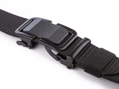 Pasek męski z klamrą automatyczną parciany czarny SERGEJ KAMPALA - obrazek 7