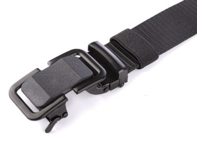 Pasek męski z klamrą automatyczną parciany czarny SERGEJ KAMPALA - obrazek 3