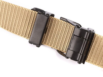 Pasek męski z klamrą automatyczną parciany beżowy SERGEJ KAMPALA - obrazek 6