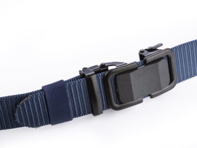 Pasek męski z klamrą automatyczną parciany granatowy SERGEJ KAMPALA - obrazek 5