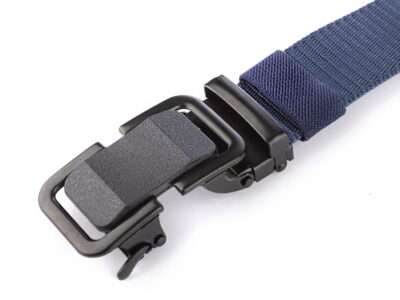 Pasek męski z klamrą automatyczną parciany granatowy SERGEJ KAMPALA - obrazek 3