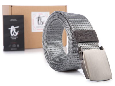 SERGEJ VIPER - Mocny pasek męski do spodni takytyczny szary z metalową klamrą zaciskową