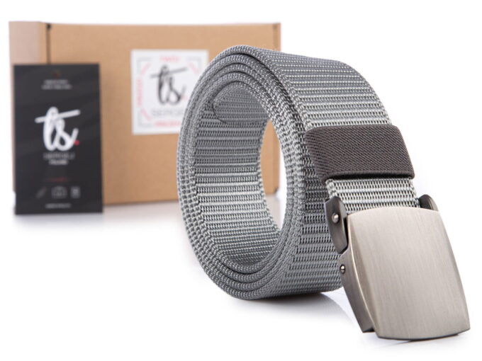 SERGEJ VIPER - Mocny pasek męski do spodni takytyczny szary z metalową klamrą zaciskową