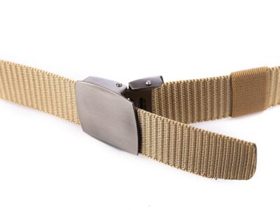 Mocny pasek męski do spodni z metalową klamrą zaciskową SERGEJ VIPER beżowy - obrazek 7