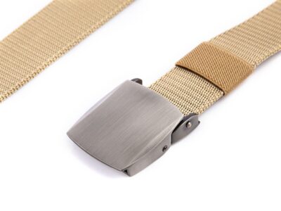 Mocny pasek męski do spodni z metalową klamrą zaciskową SERGEJ VIPER beżowy - obrazek 2
