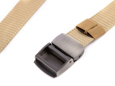 Mocny pasek męski do spodni z metalową klamrą zaciskową SERGEJ VIPER beżowy - obrazek 3