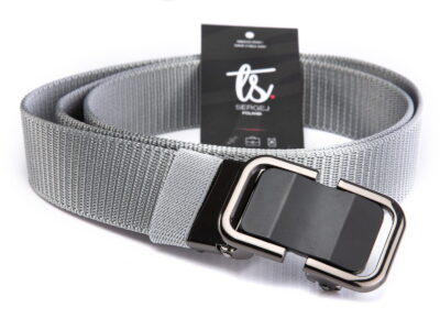 Elegancki pasek męski do spodni z klamrą automatyczną SERGEJ DUBAI Szary - obrazek 2