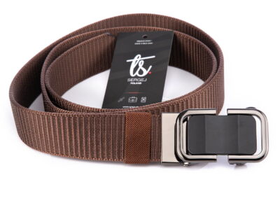 Elegancki pasek męski do spodni z klamrą automatyczną SERGEJ DUBAI Brązowy - obrazek 6