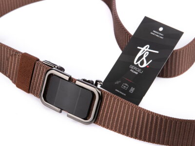 Elegancki pasek męski do spodni z klamrą automatyczną SERGEJ DUBAI Brązowy - obrazek 3