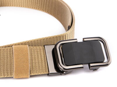 Elegancki pasek męski do spodni z klamrą automatyczną SERGEJ DUBAI Beżowy - obrazek 4