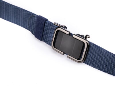 Elegancki pasek męski do spodni z klamrą automatyczną SERGEJ DUBAI Granatowy - obrazek 4