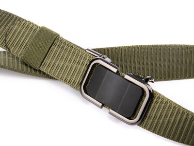 Elegancki pasek męski do spodni z klamrą automatyczną SERGEJ DUBAI Zielony - obrazek 2