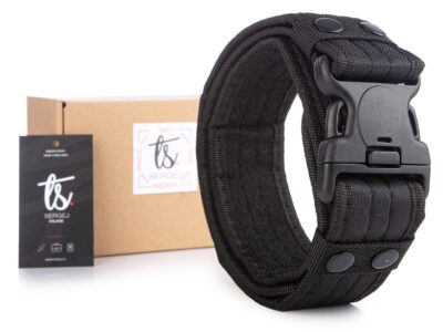 Czarny szeroki pas wojskowy do spodni męski SERGEJ JUNGLE