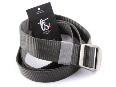 Mocny materiałowy pasek męski do spodni z metalową klamrą szary SPARTAN - obrazek 2