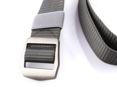 Mocny materiałowy pasek męski do spodni z metalową klamrą szary SPARTAN - obrazek 3