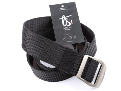 Mocny materiałowy pasek męski do spodni z metalową klamrą czarny SPARTAN - obrazek 6