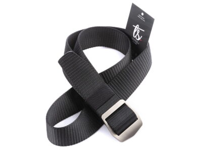 Mocny materiałowy pasek męski do spodni z metalową klamrą czarny SPARTAN - obrazek 3