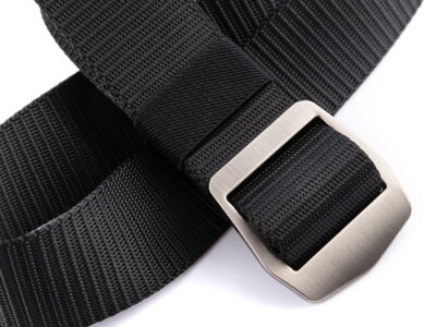 Mocny materiałowy pasek męski do spodni z metalową klamrą czarny SPARTAN - obrazek 2