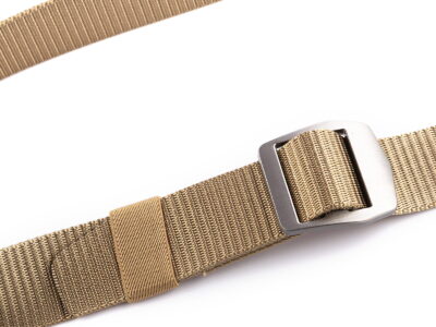 Mocny materiałowy pasek męski do spodni z metalową klamrą beżowy SPARTAN - obrazek 5