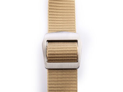 Mocny materiałowy pasek męski do spodni z metalową klamrą beżowy SPARTAN - obrazek 6