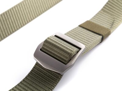 Mocny materiałowy pasek męski do spodni z metalową klamrą zielony SPARTAN - obrazek 2