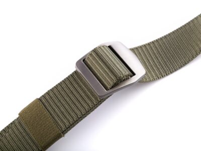 Mocny materiałowy pasek męski do spodni z metalową klamrą zielony SPARTAN - obrazek 3