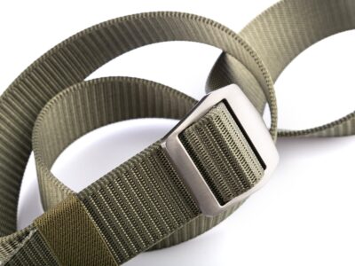 Mocny materiałowy pasek męski do spodni z metalową klamrą zielony SPARTAN - obrazek 4