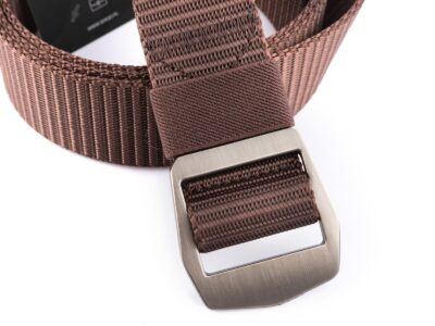 Mocny materiałowy pasek męski do spodni z metalową klamrą brązowy SPARTAN - obrazek 6