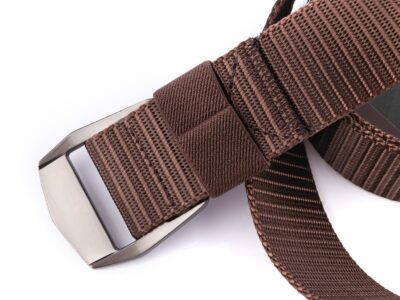 Mocny materiałowy pasek męski do spodni z metalową klamrą brązowy SPARTAN - obrazek 5