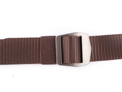 Mocny materiałowy pasek męski do spodni z metalową klamrą brązowy SPARTAN - obrazek 3
