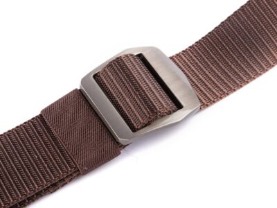 Mocny materiałowy pasek męski do spodni z metalową klamrą brązowy SPARTAN - obrazek 4