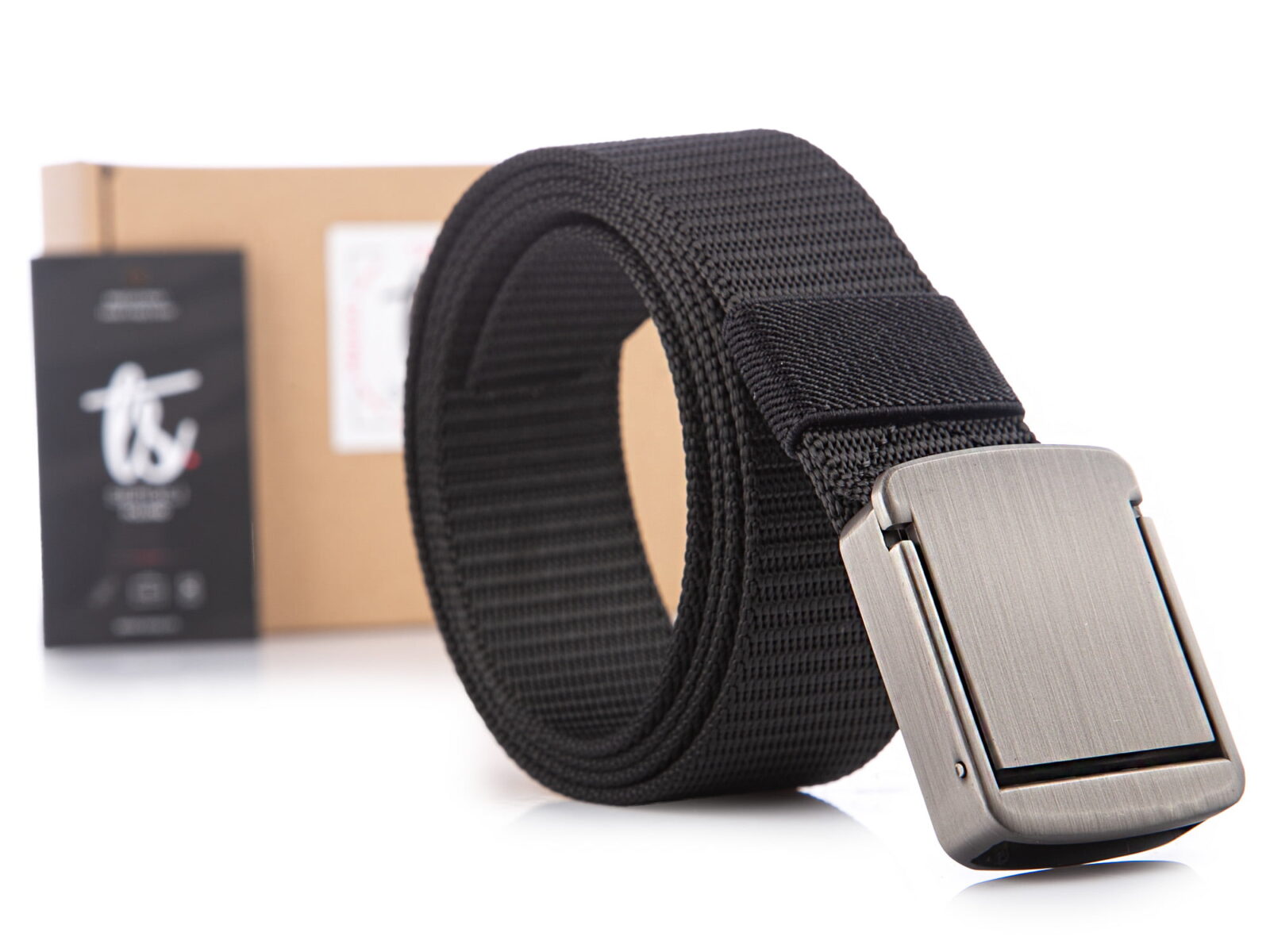 Czarny wojskowy pas męski do spodni z klamrą zaciskową