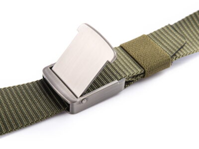 Wojskowy pasek do spodni męski z mocną metalową klamrą zaciskową zielony PHANTOM - obrazek 3