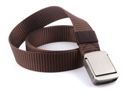 Wojskowy pasek do spodni męski z mocną metalową klamrą zaciskową brązowy PHANTOM - obrazek 4